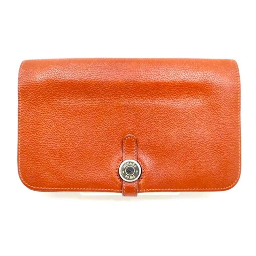 Hermes Long Wallet Brown Leather 442793 in excellent condition